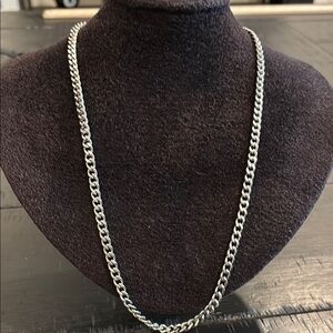 Men's Stainless Steel Silver Cuban Link Chain Necklace